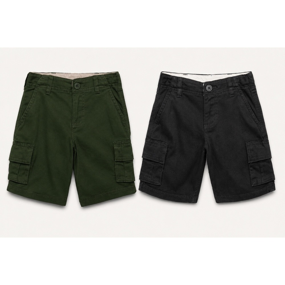 Wonder Nation Boys‎ Twill Cargo Shorts Lot of 2 Black Hunter Green Size 8 NWT